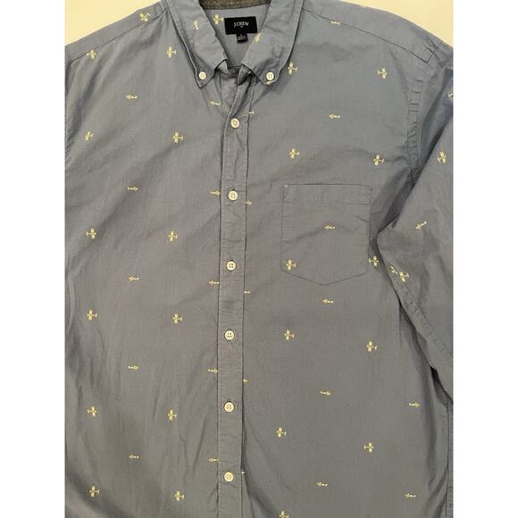 J.CREW Button Down Blue Air Plane Print Long Sleeve Men's Shirt Size L - Picture 3 of 6